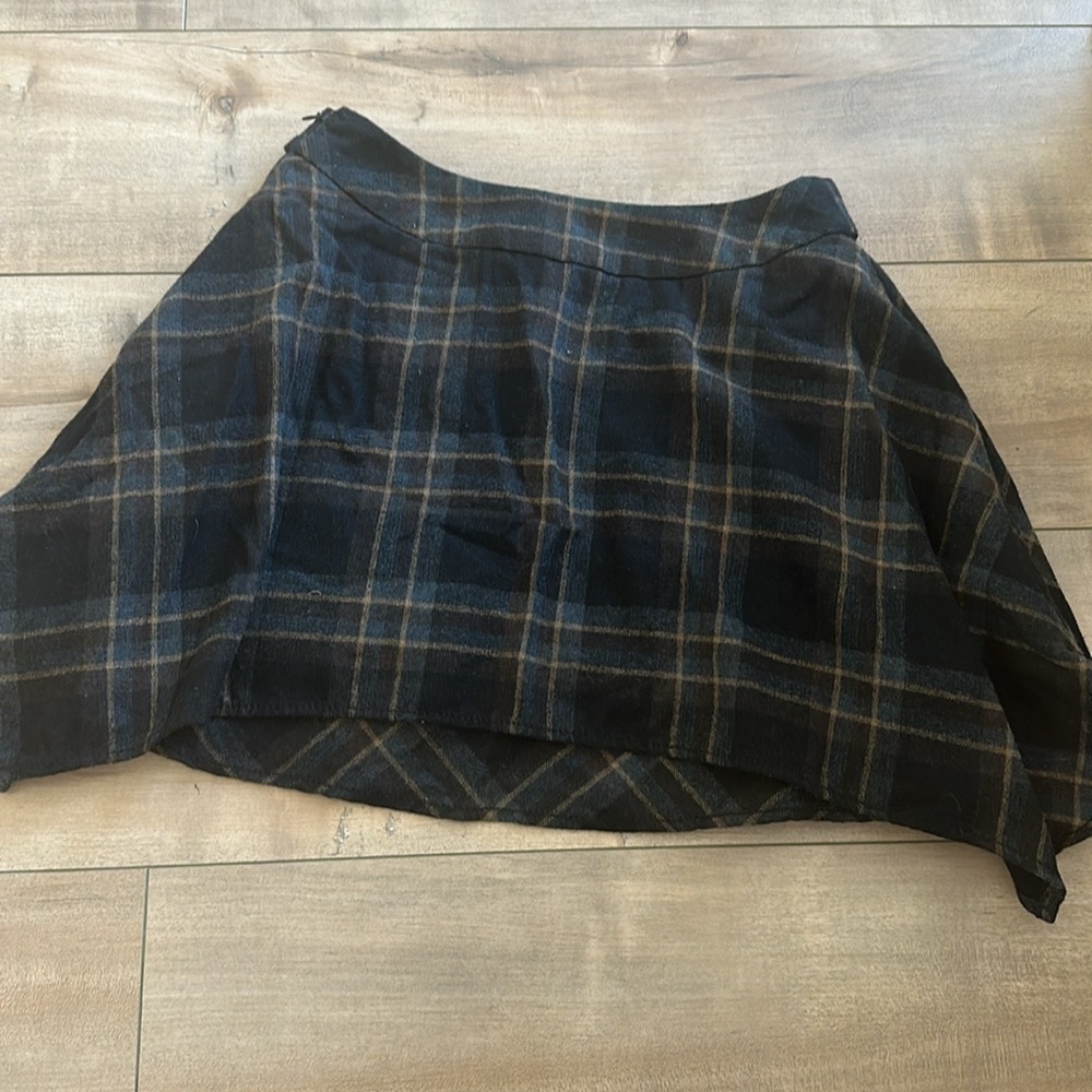 Free People Plaid Asymmetrical Mini Skirt Sz 0 - Picture 7 of 9